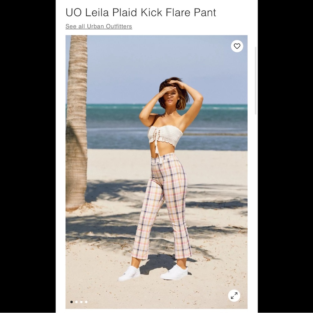 Urban Outfitters Leila Womens Clueless Preppy Plaid Kick Flare Crop Pant 12 - Picture 6 of 14